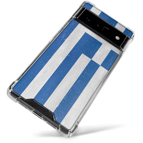 Greece Flag Distressed Google Pixel 6 Clear Case